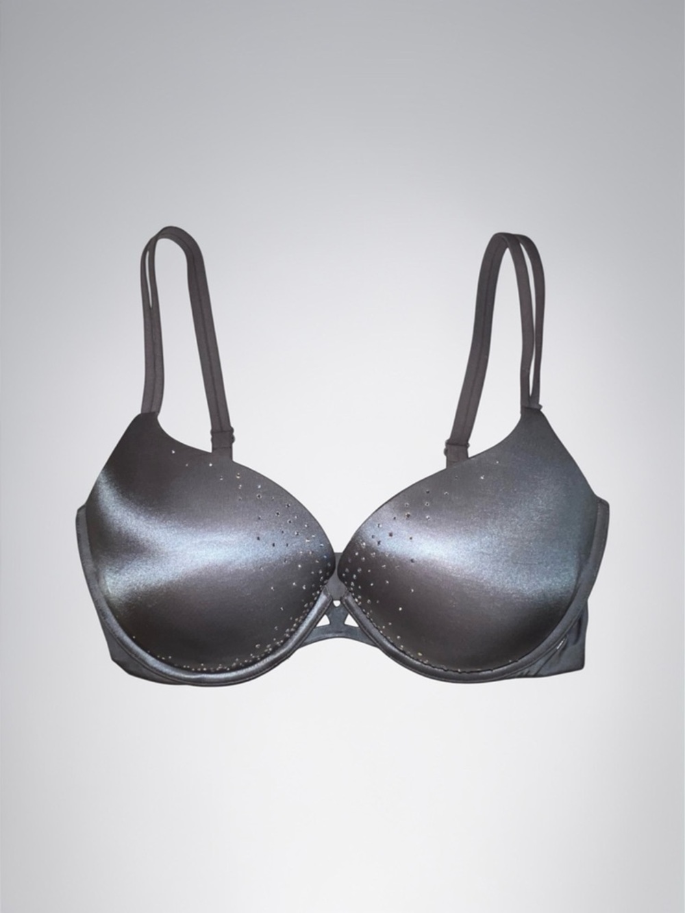 Victoria’s Secret Very Sexy Push-Up Crystal Rhinestone Embellished Grey Bra